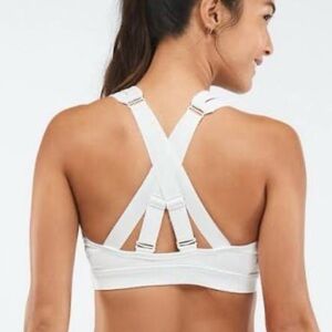 Fabletics White Sports Bra Women Medium Criss Cross Belle High Impact